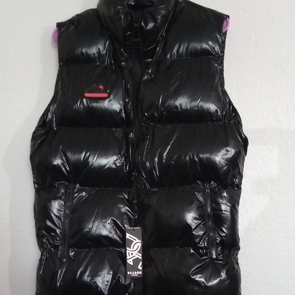 Reason Glossy Black Puffer Vest